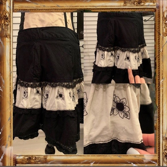 🚨Final Sale 🧚♀️Tripp NYC Skull Floral Lace Tiered Mini Skirt - Picture 14 of 16